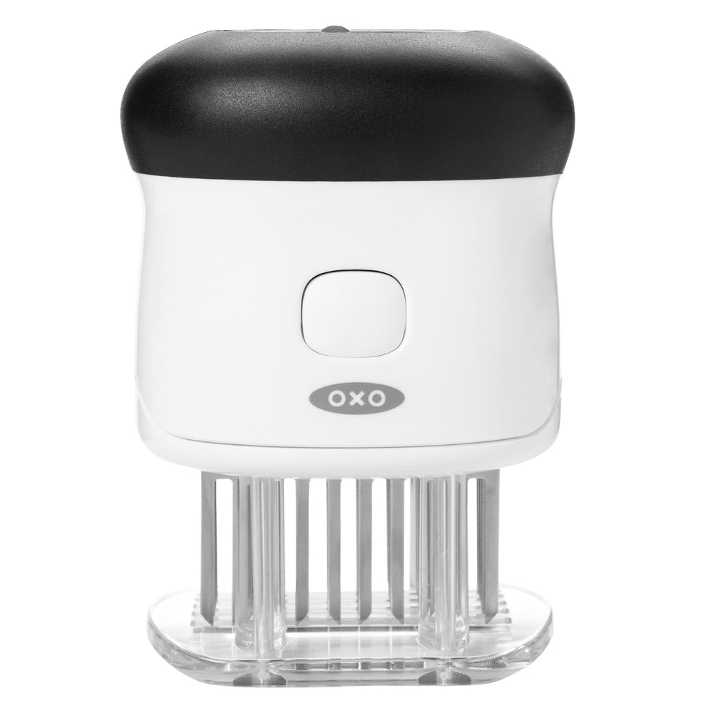 OXO attendrisseur face avant montrant l'apparence et rangement sécurisé