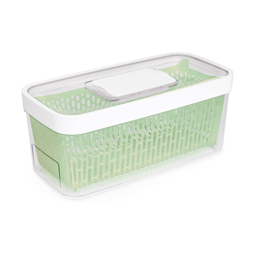 OXO couvercle illustré et glissière de ventilation, aide à choisir l'humidité adaptée