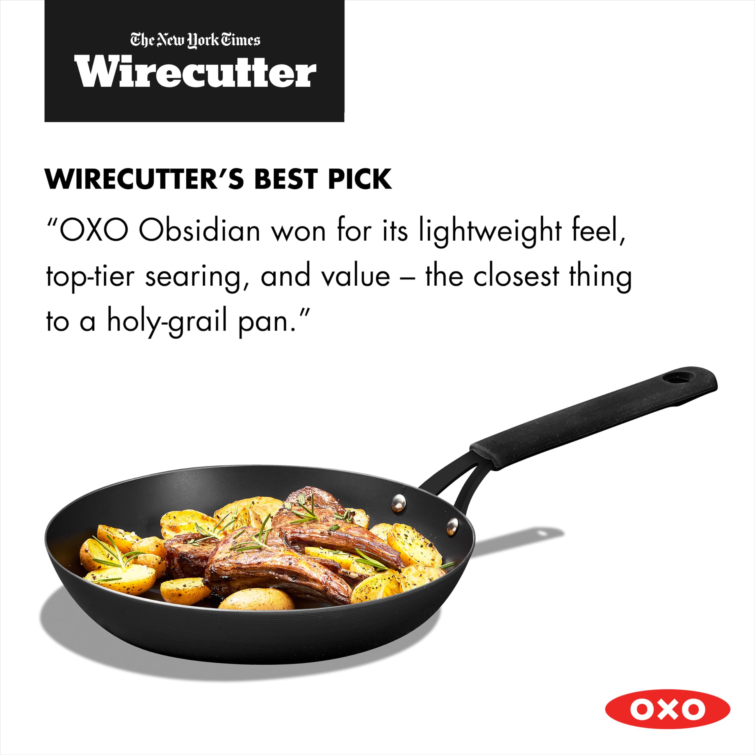 OXO Obsidian poêle en action cuisson omelette uniforme et dorée
