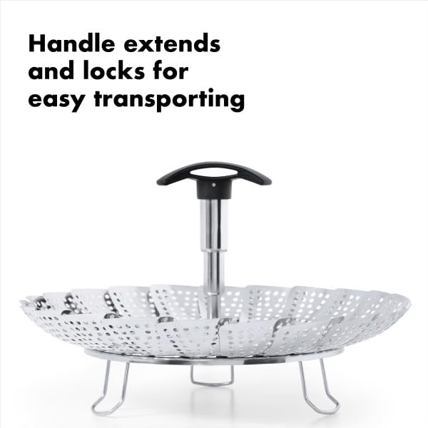 OXO panier vapeur inséré dans une casserole compatible pour cuisson sûre
