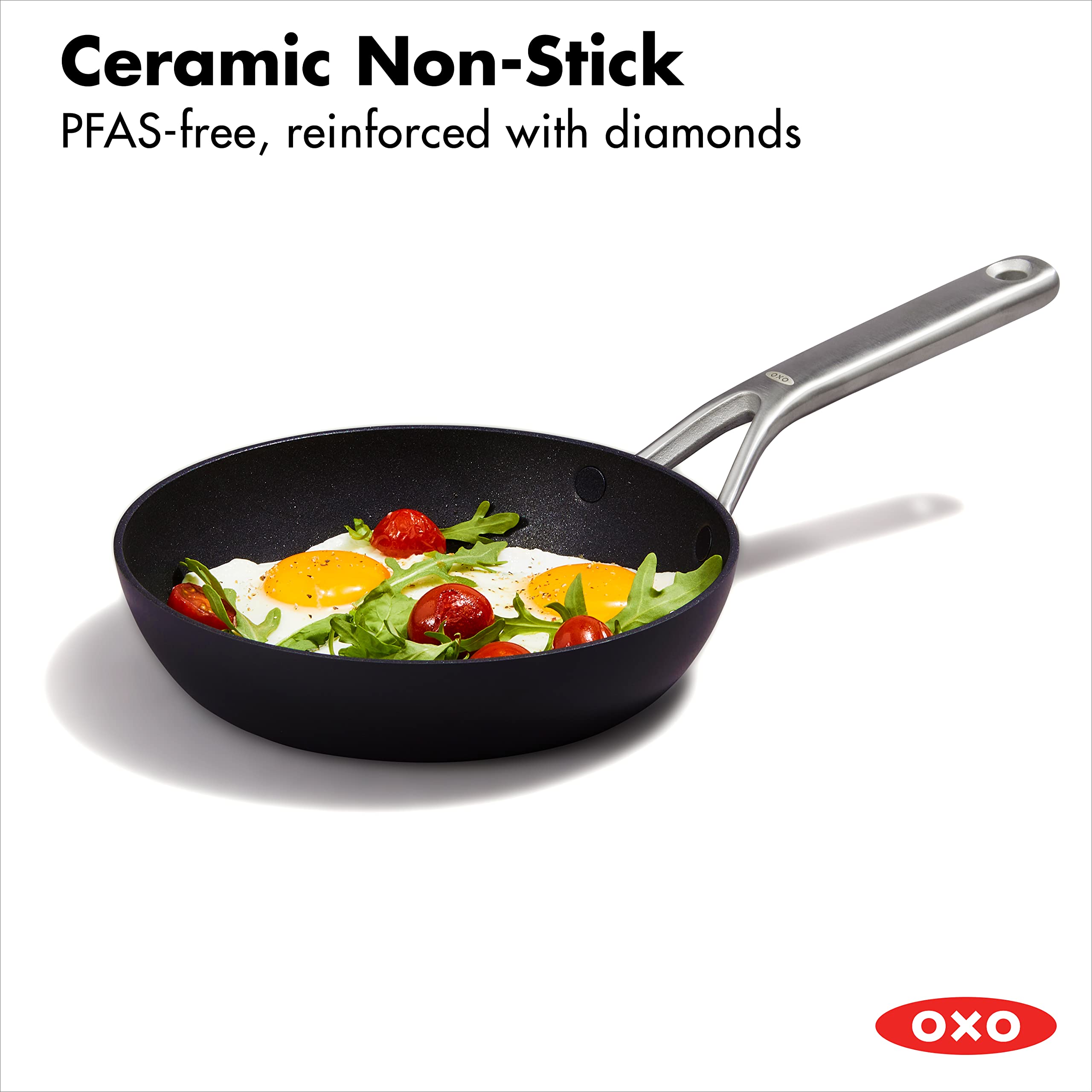 OXO gros plan du revêtement céramique diamanté pour meilleure antiadhérence
