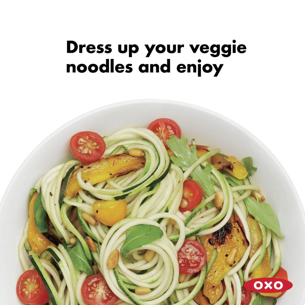 OXO spiralizer résultat coupe fettuccine texturée pour plats consistants