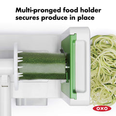 OXO spiralizer porte-aliment à dents tenant fermement légumes pour sécurité