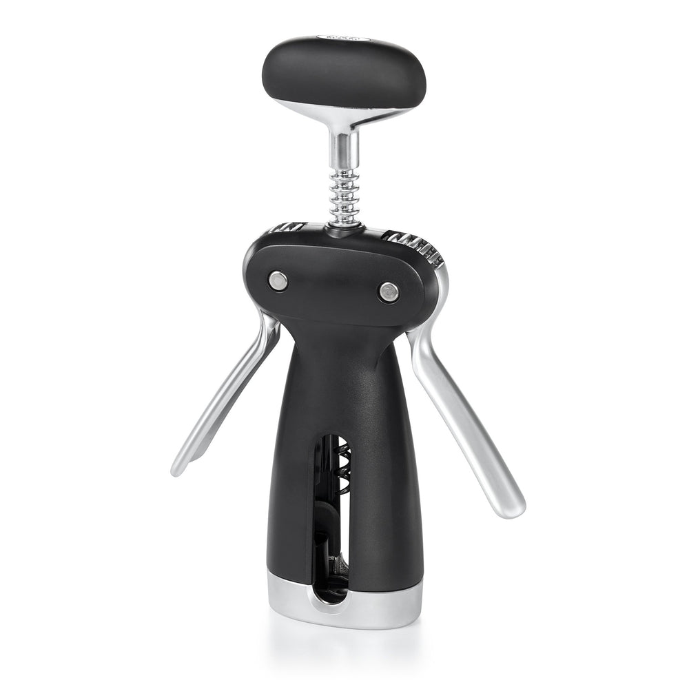 OXO SteeL vue avant de l'ouvre-bouteille, design compact et rangement pratique