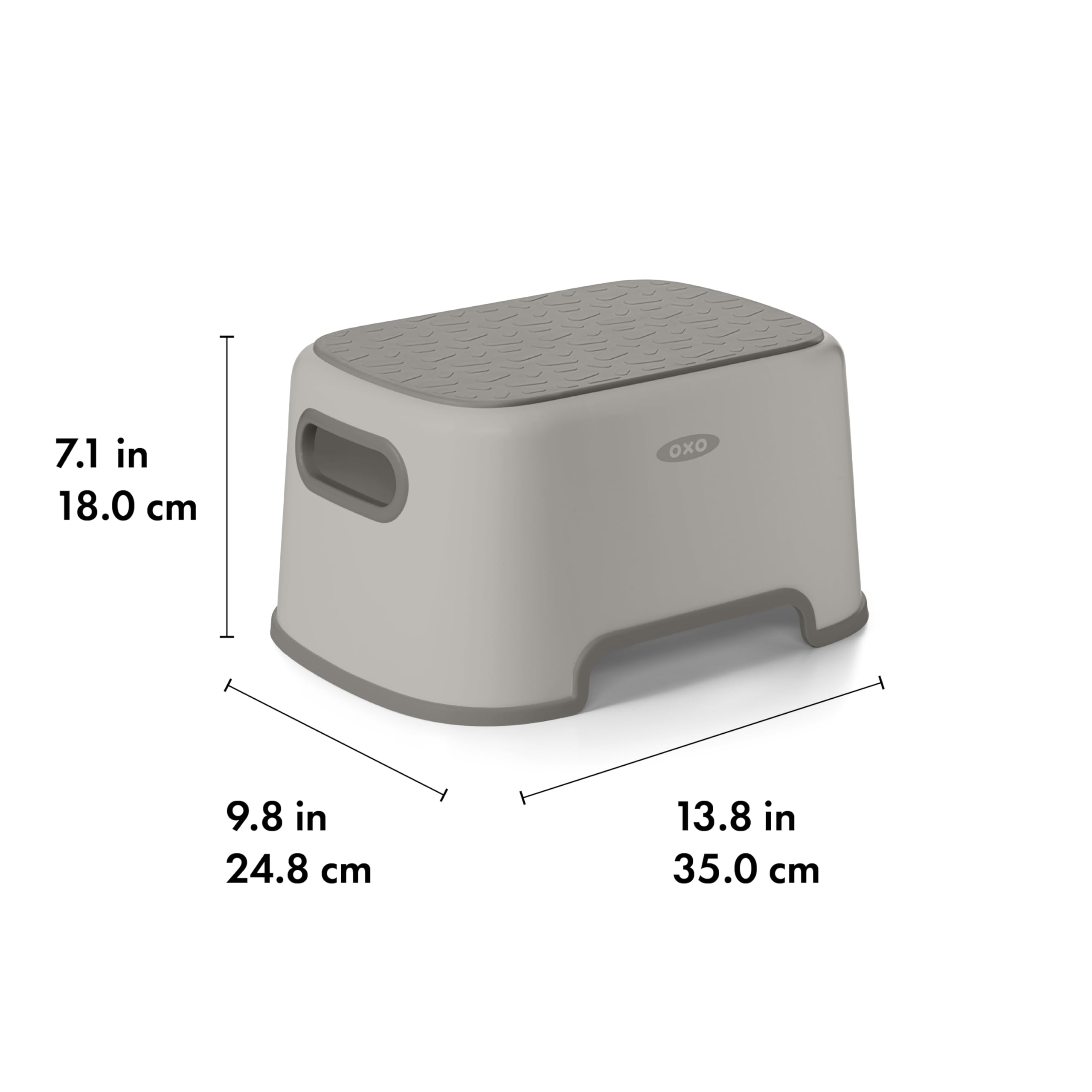 OXO Tot comparaison de taille illustrant la montée de 7 pouces