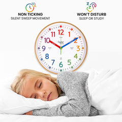 Oyster&Pop horloge sur mur de chambre enfant, calme et éducatif