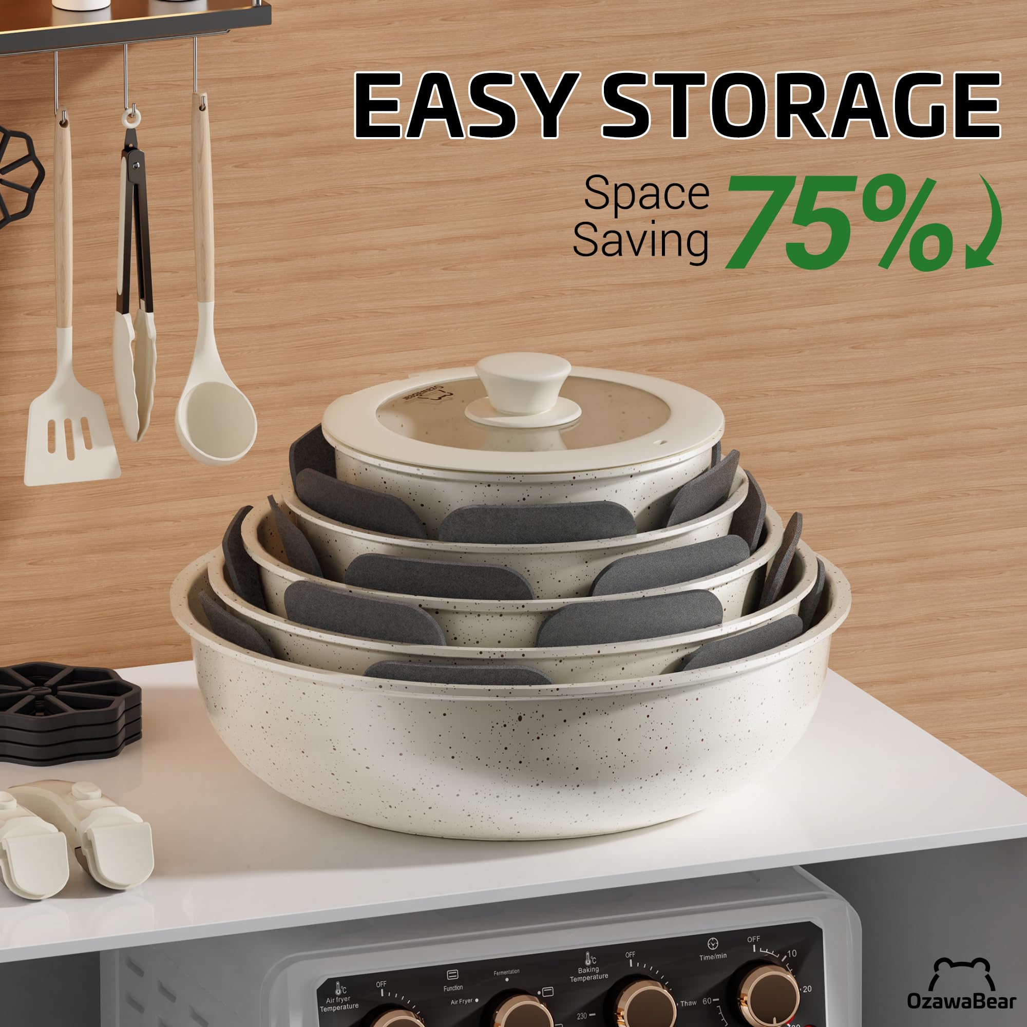 OzawaBear empilage compact libère 75% d'espace dans le placard