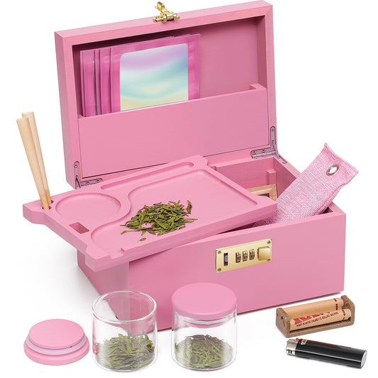OZCHIN coffret bambou face rose, finition naturelle et élégante