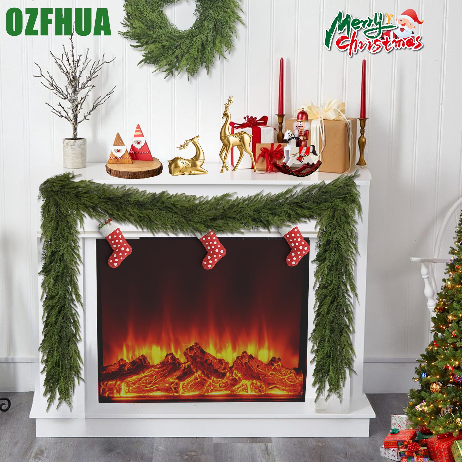OZFHUA guirlande montrant l'échelle 6ft et la densité des branches