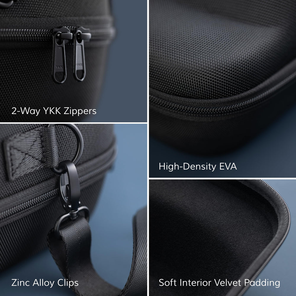 Étui Ozueccr ouvert contenant six casquettes bien organisées