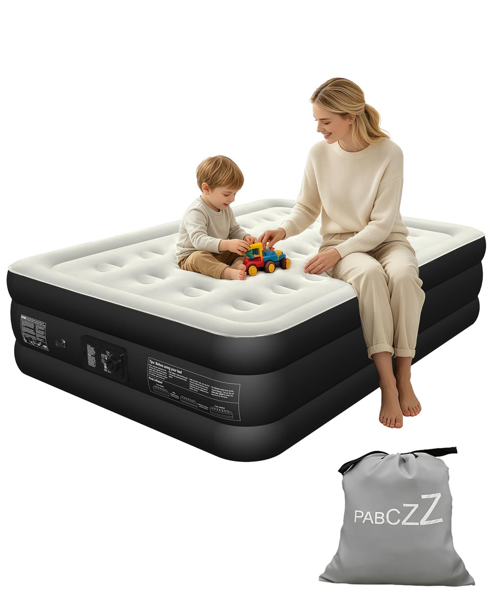 PABCZZ matelas full face avant montrant confort et hauteur 18 pouces