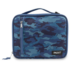 PackIt boîte déjeuner Blue Camo face avant montrant design robuste et fermeture zippée