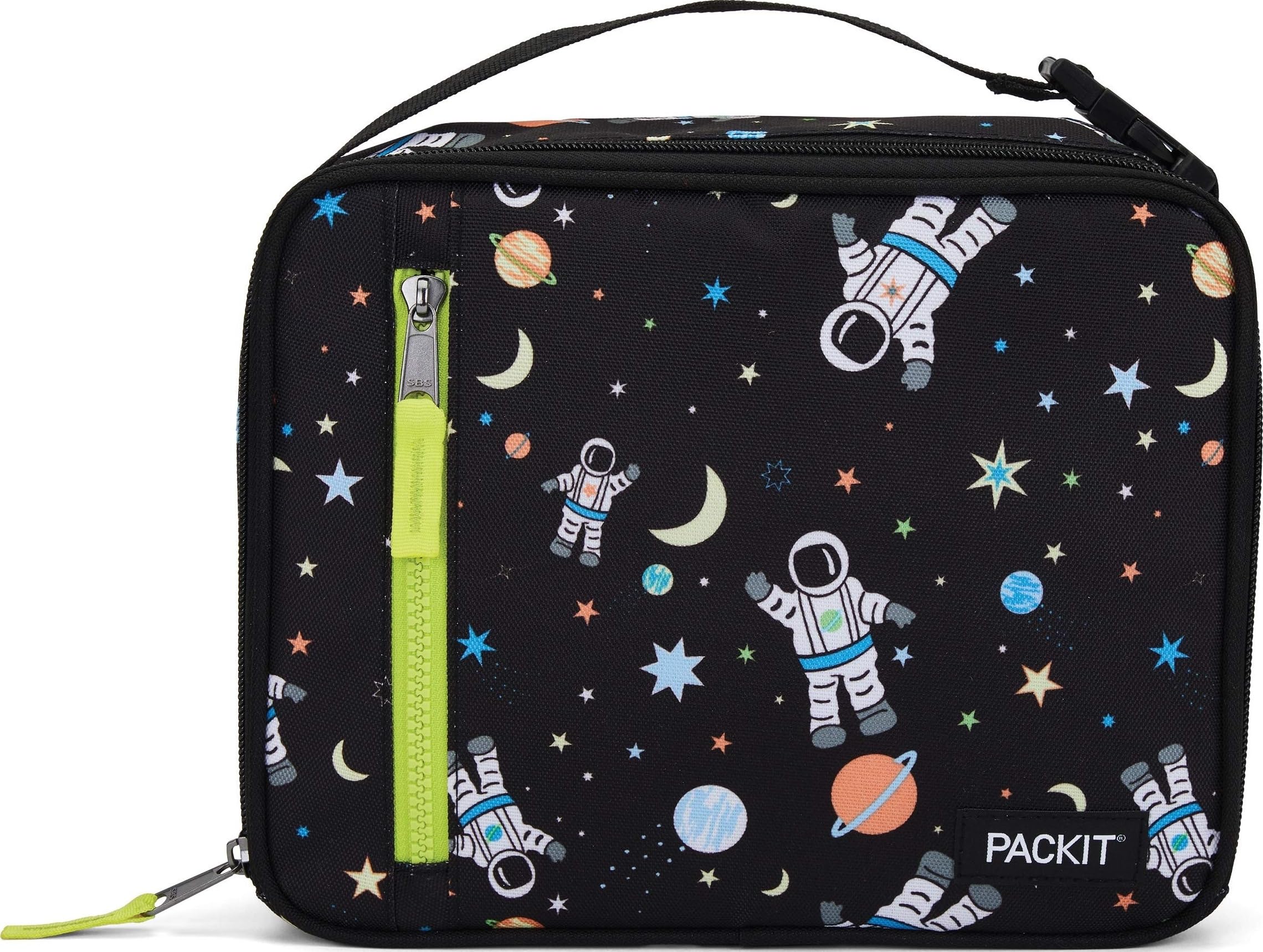 PackIt vue avant Spaceman montrant motif et fermeture, léger à transporter