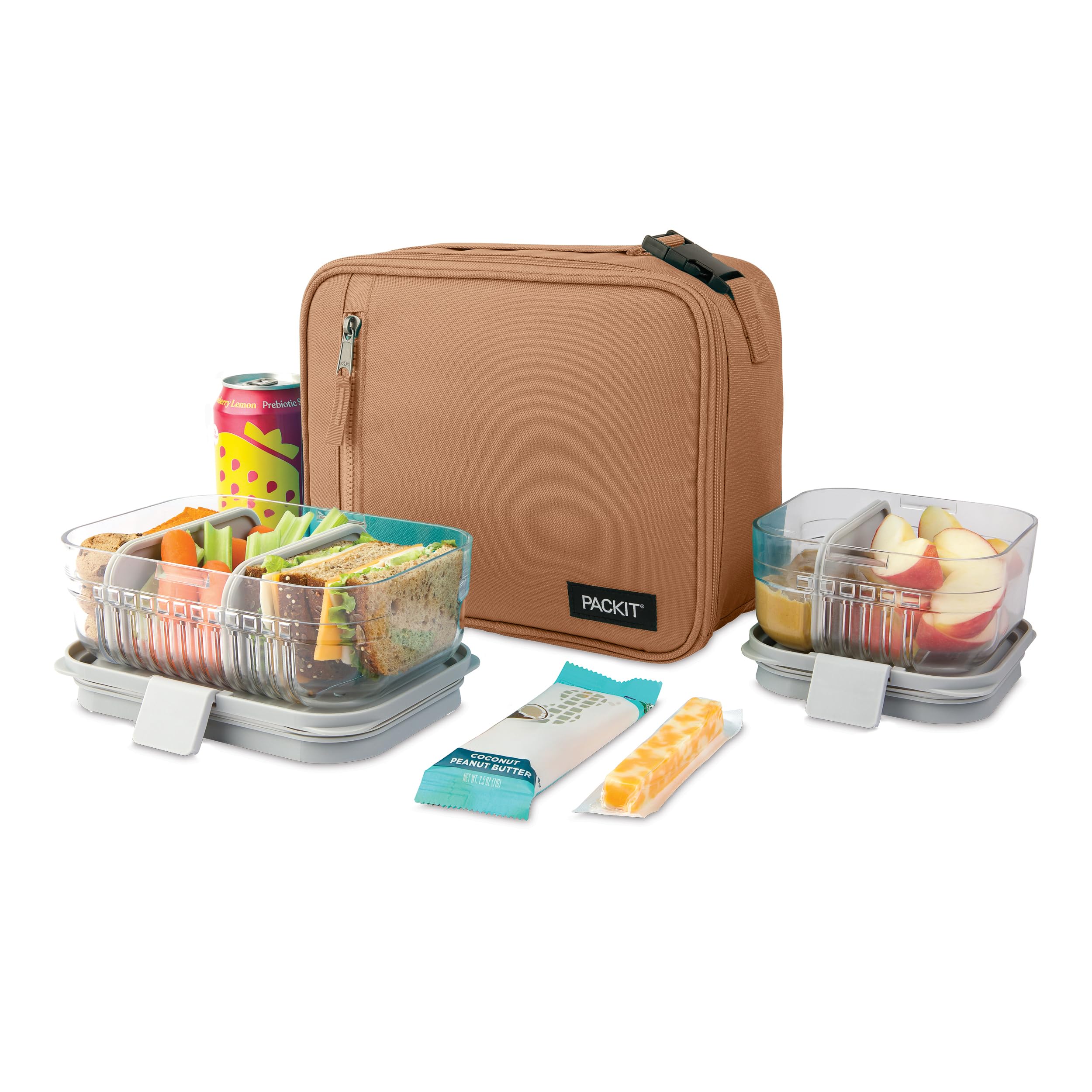 PackIt en usage sur un bureau Almond gardant déjeuner au frais