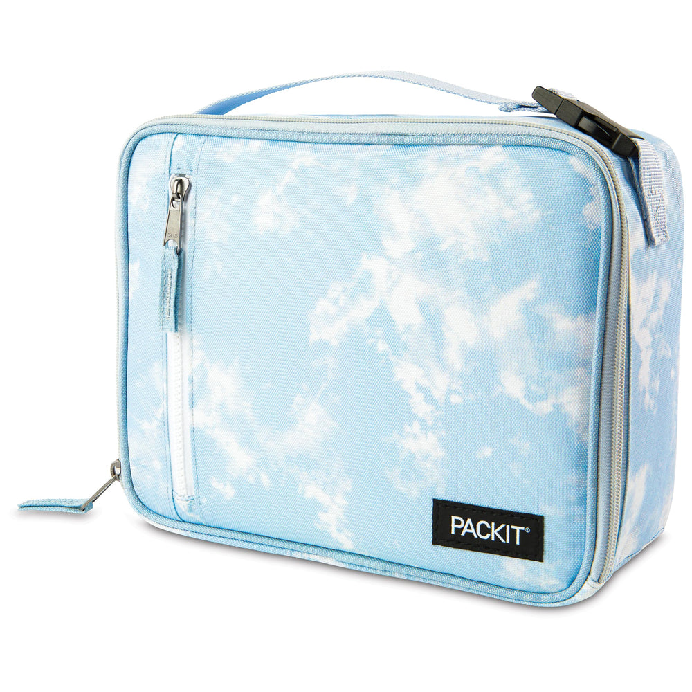 PackIt Freezable Classic Blue Sky vu de face montrant le design et la fermeture éclair