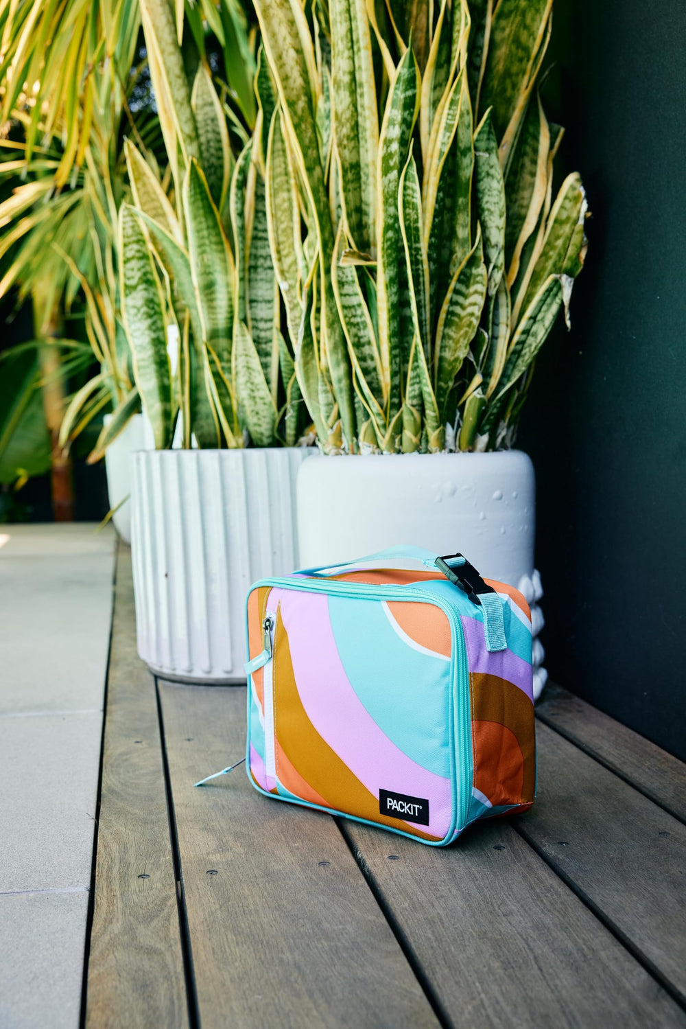 PackIt Retro Wave poche extérieure zippée pour ranger couverts et accessoires