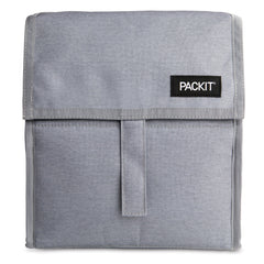 PackIt sac de déjeuner face avant montrant design gris et fermeture zip bénéfice maintien au frais