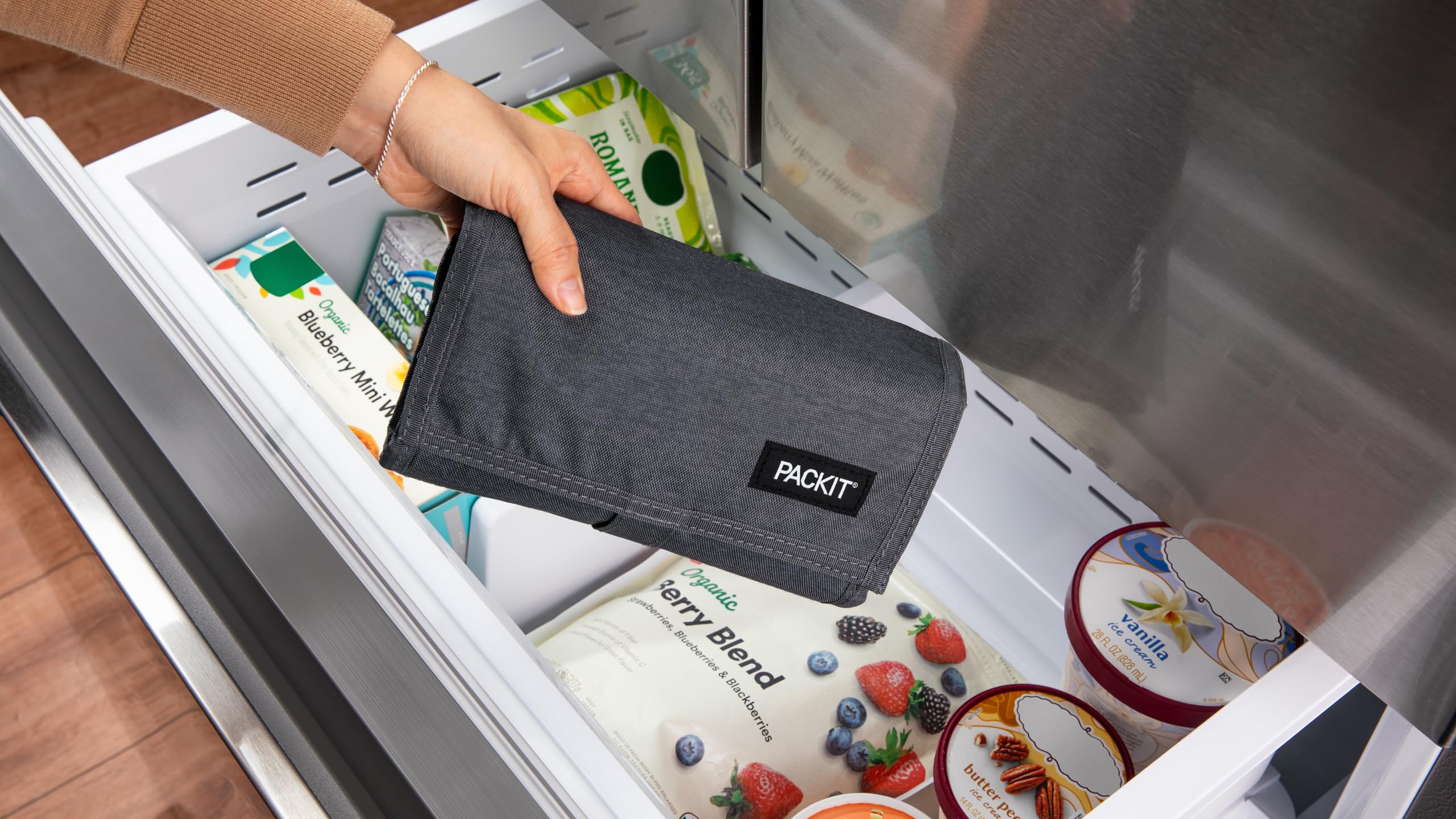 PackIt fermeture zippée et boucle City Charcoal sécurise le contenu