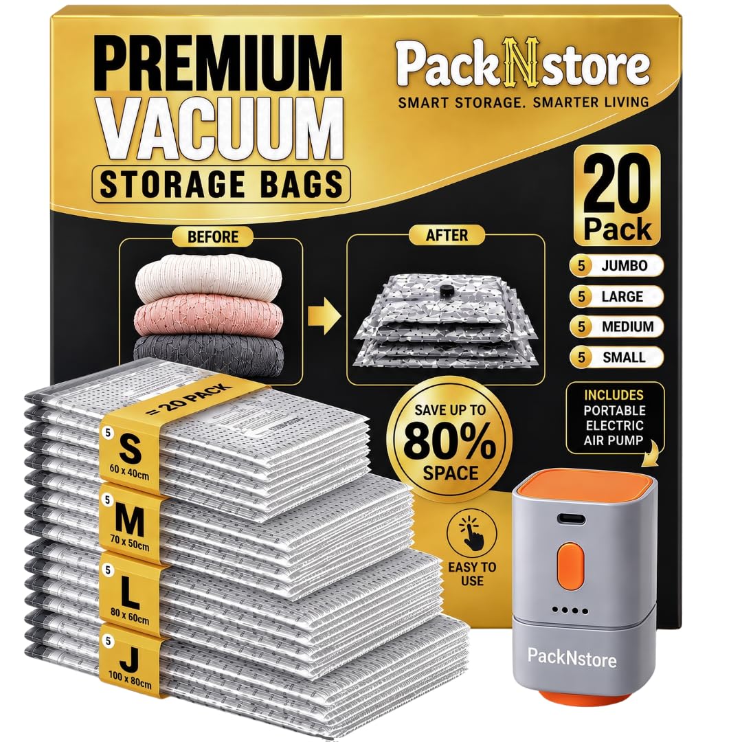 PackNstore vue avant du paquet montrant le contenu et l'avantage gain d'espace