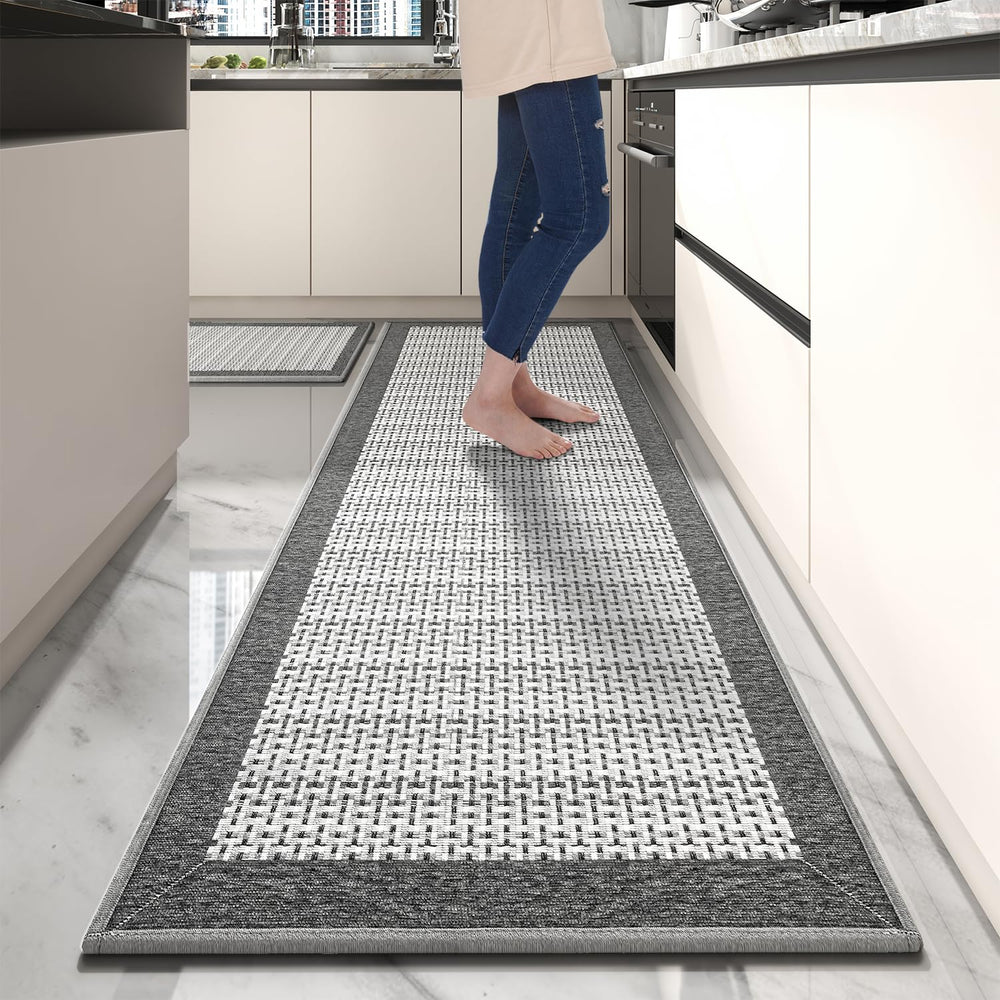 PADOOR tapis de cuisine vue face, design gris discret et protection du sol