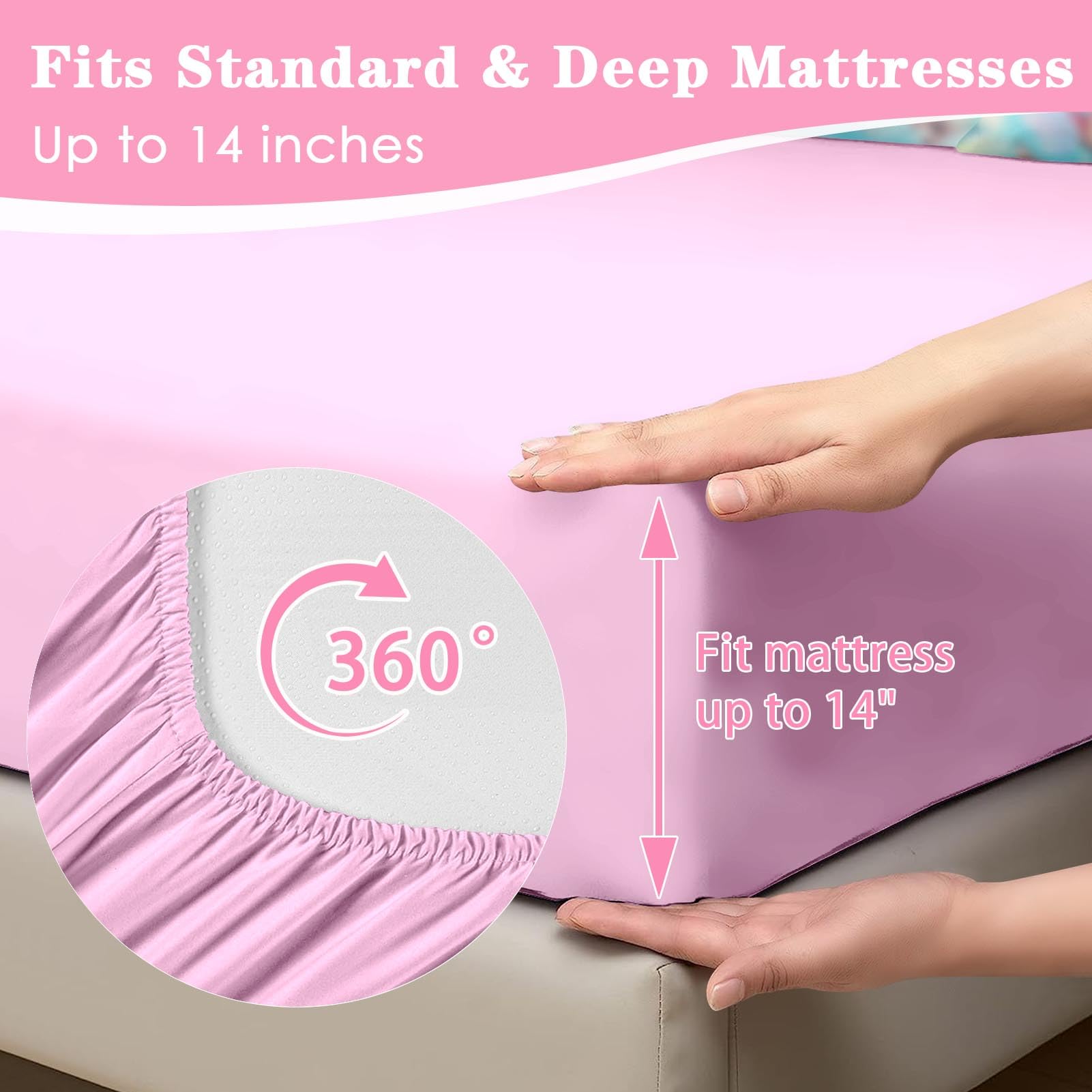 Pamnest drap-housse sur matelas montrant ajustement et poches profondes