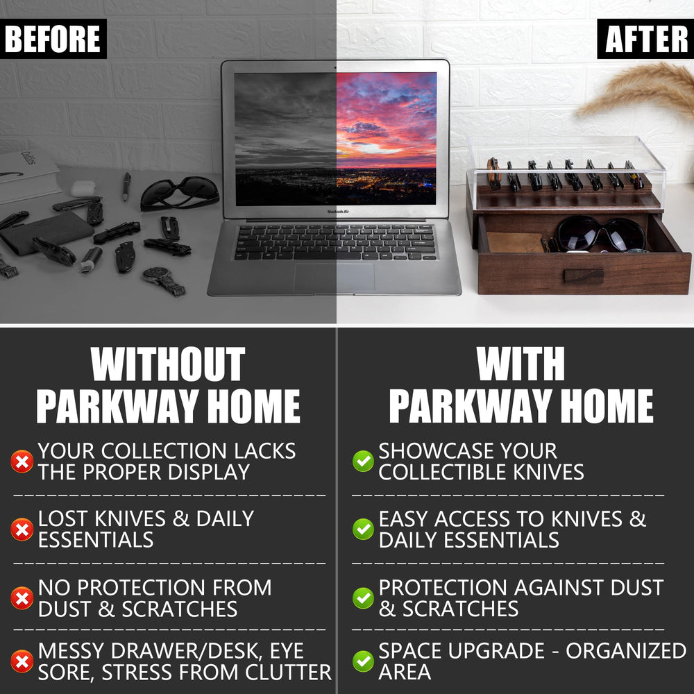 Parkway Home tiroir ouvert montrant rangement secret pour documents et cash