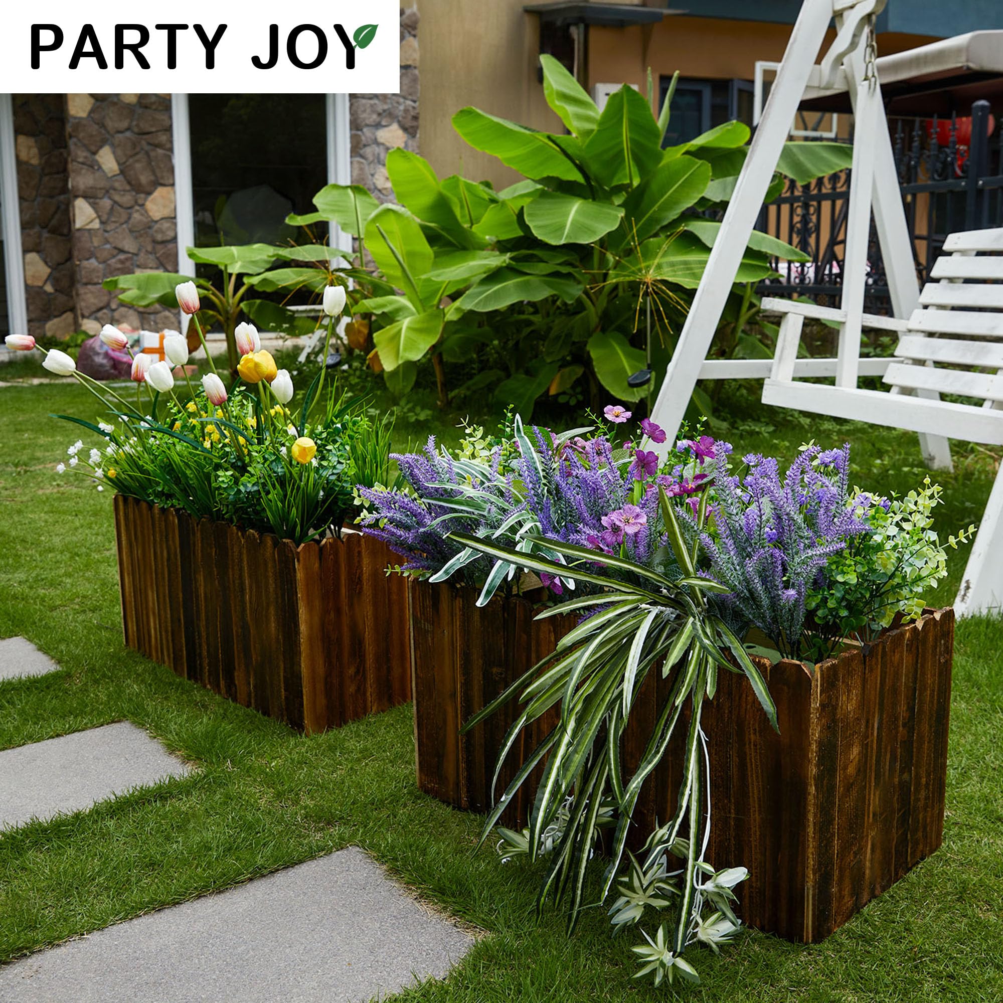 PARTY JOY plantes artificielles posées sur terrasse apportant ambiance instantanée