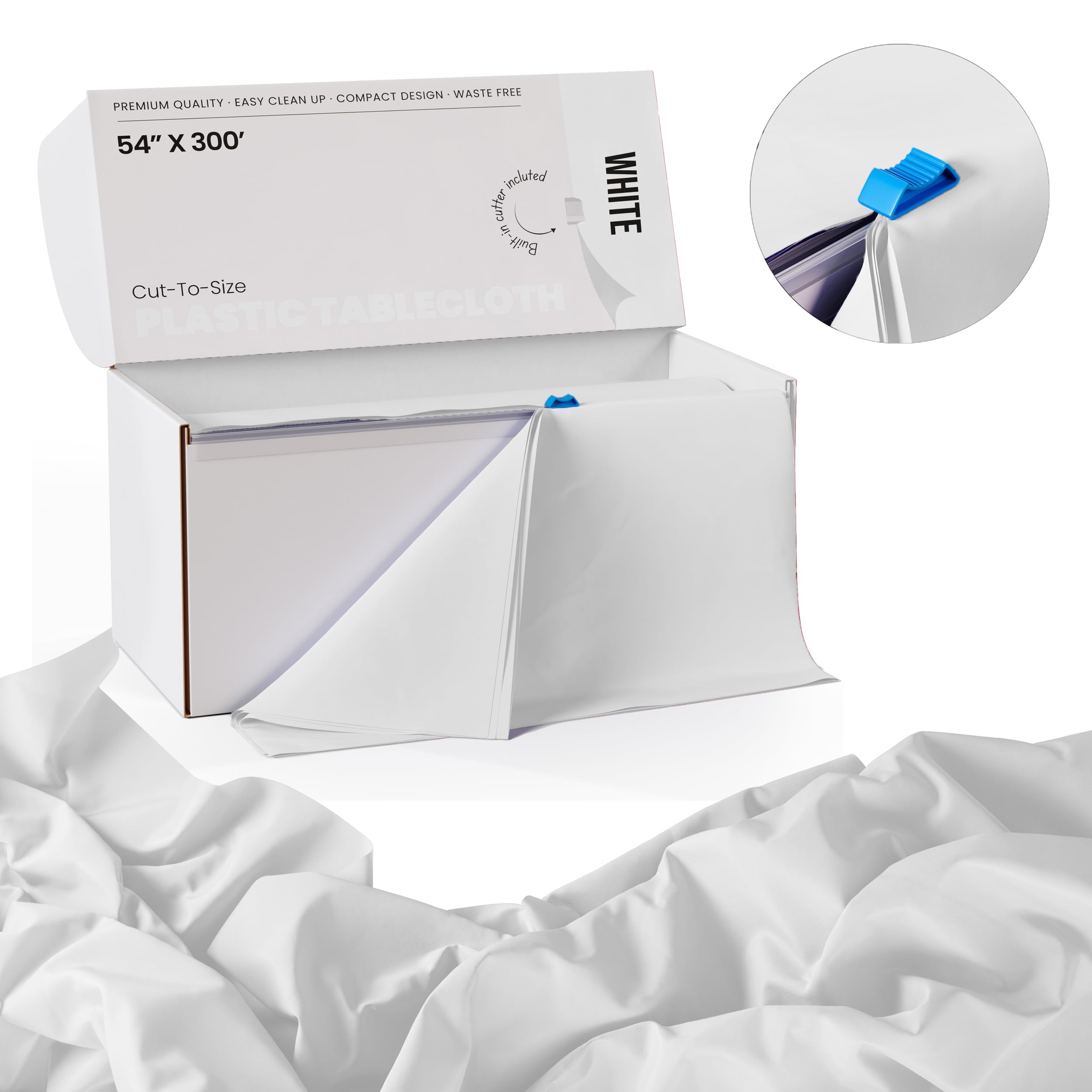 Party Solids nappe déroulée gros plan montrant surface lisse et imperméable