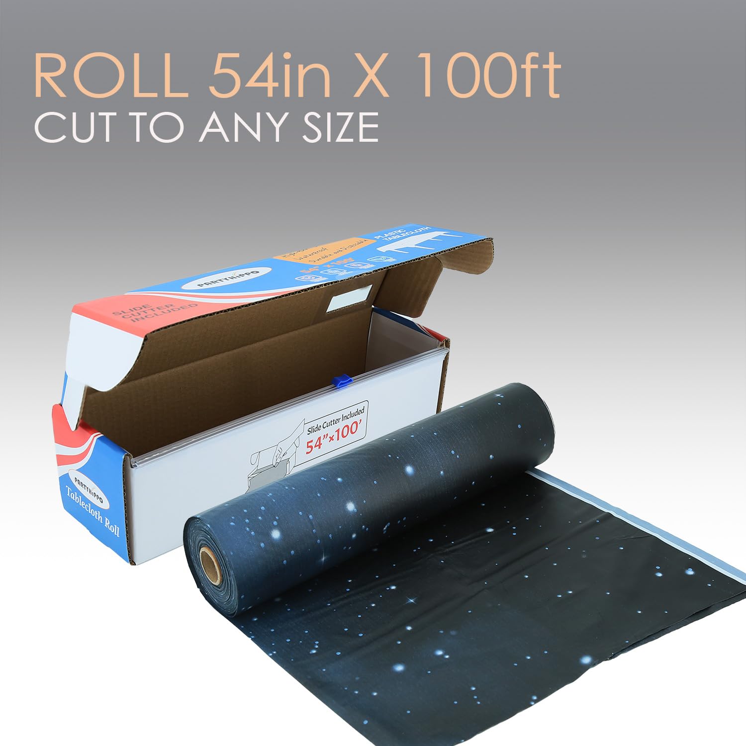 PARTYHIPPO motif ciel étoilé bleu nuit avec étoiles dorées pour décoration élégante
