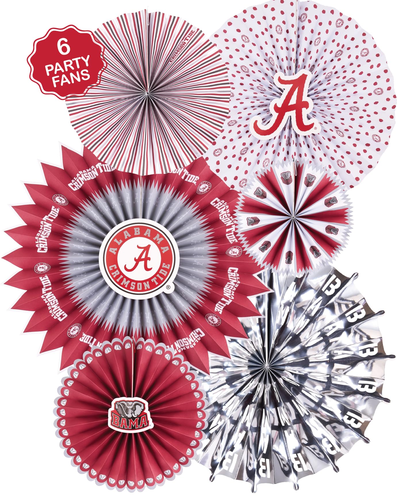 PartyKandy éventails pack avant avec logo Alabama Crimson Tide pour impact visuel