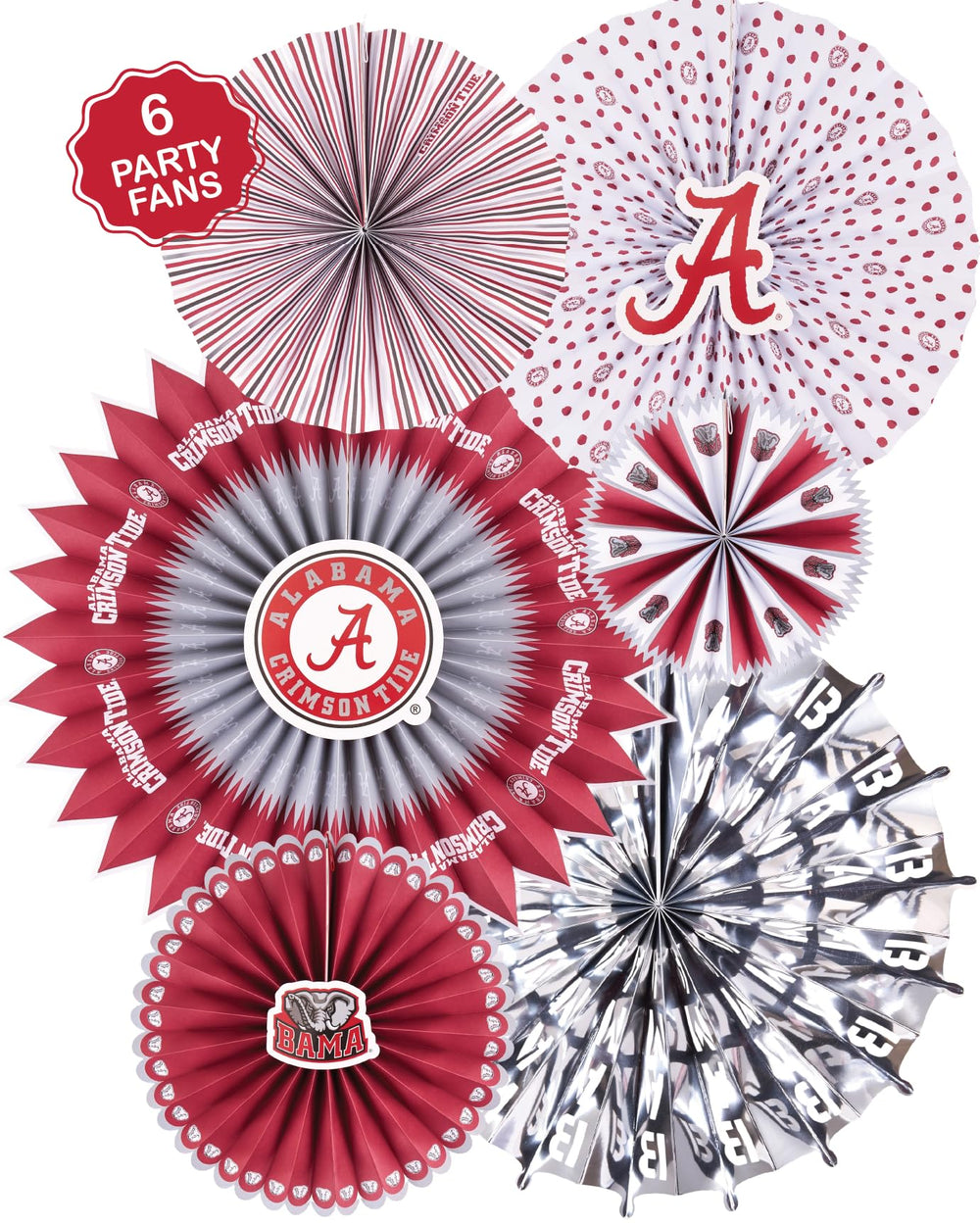 PartyKandy éventails pack avant avec logo Alabama Crimson Tide pour impact visuel