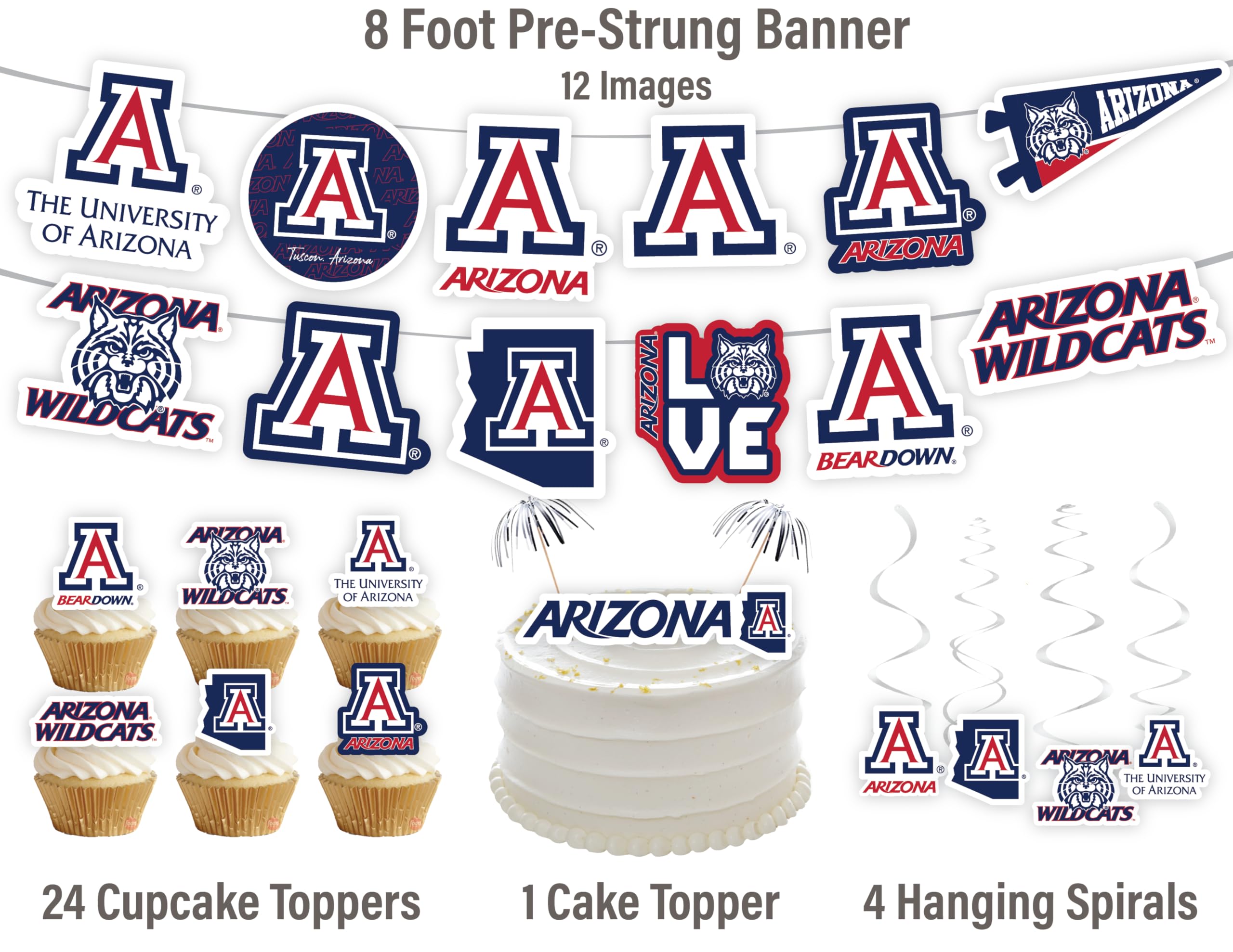 PartyKandy toppers pour gâteau et cupcakes Arizona Wildcats pour personnaliser desserts
