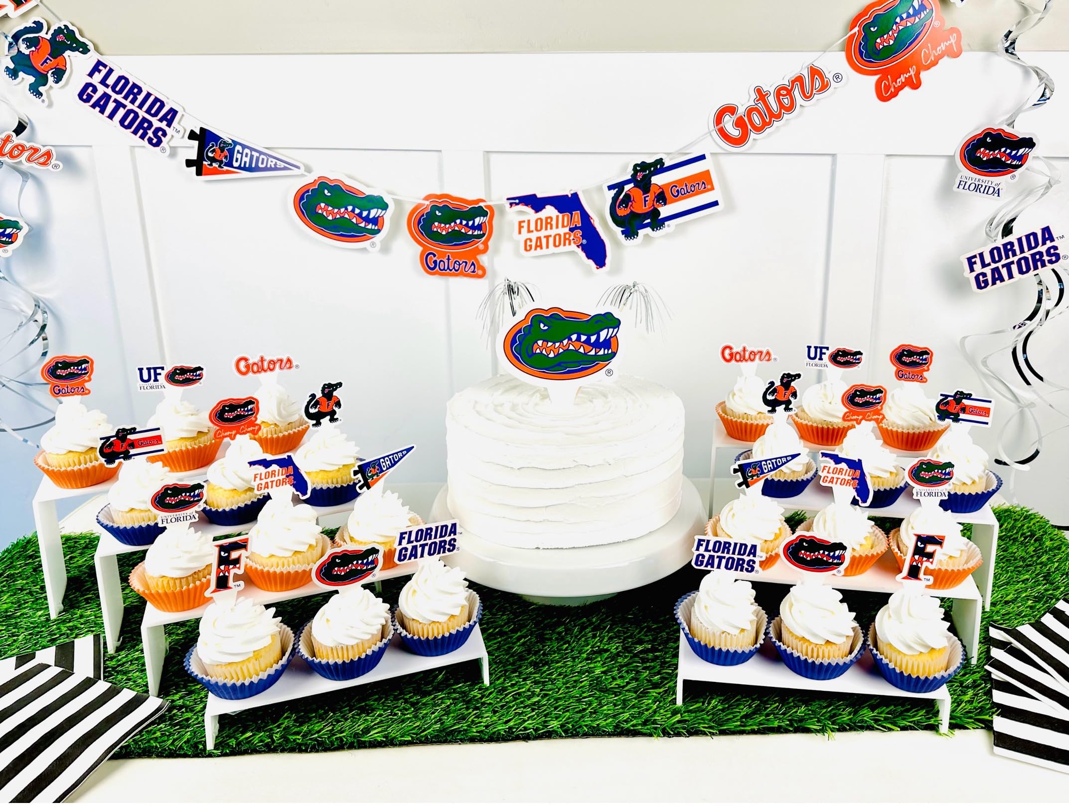PartyKandy cake topper Florida Gators posé sur un gâteau, finition soignée