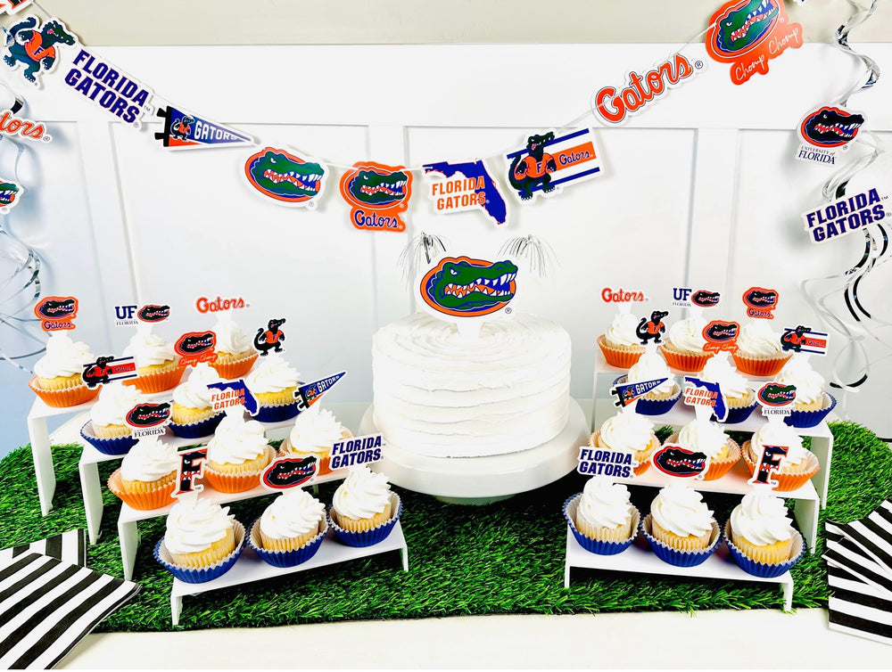 PartyKandy cake topper Florida Gators posé sur un gâteau, finition soignée