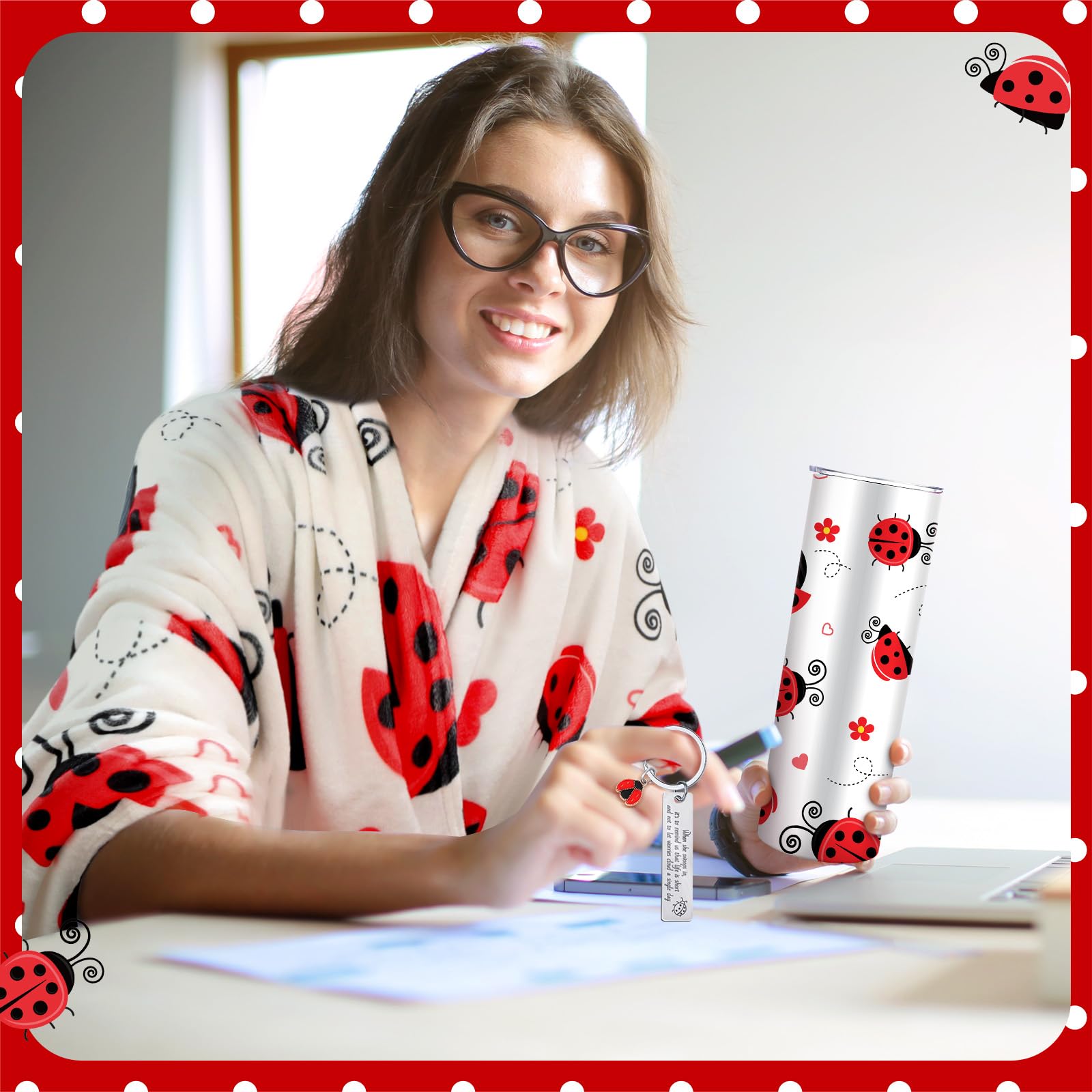 Patelai porte-clés coccinelle gros plan accessoire inspirant et durable