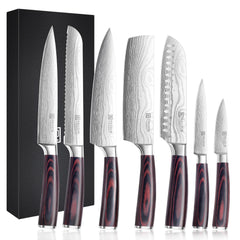 PAUDIN ensemble avant montrant les sept couteaux, praticité de la collection