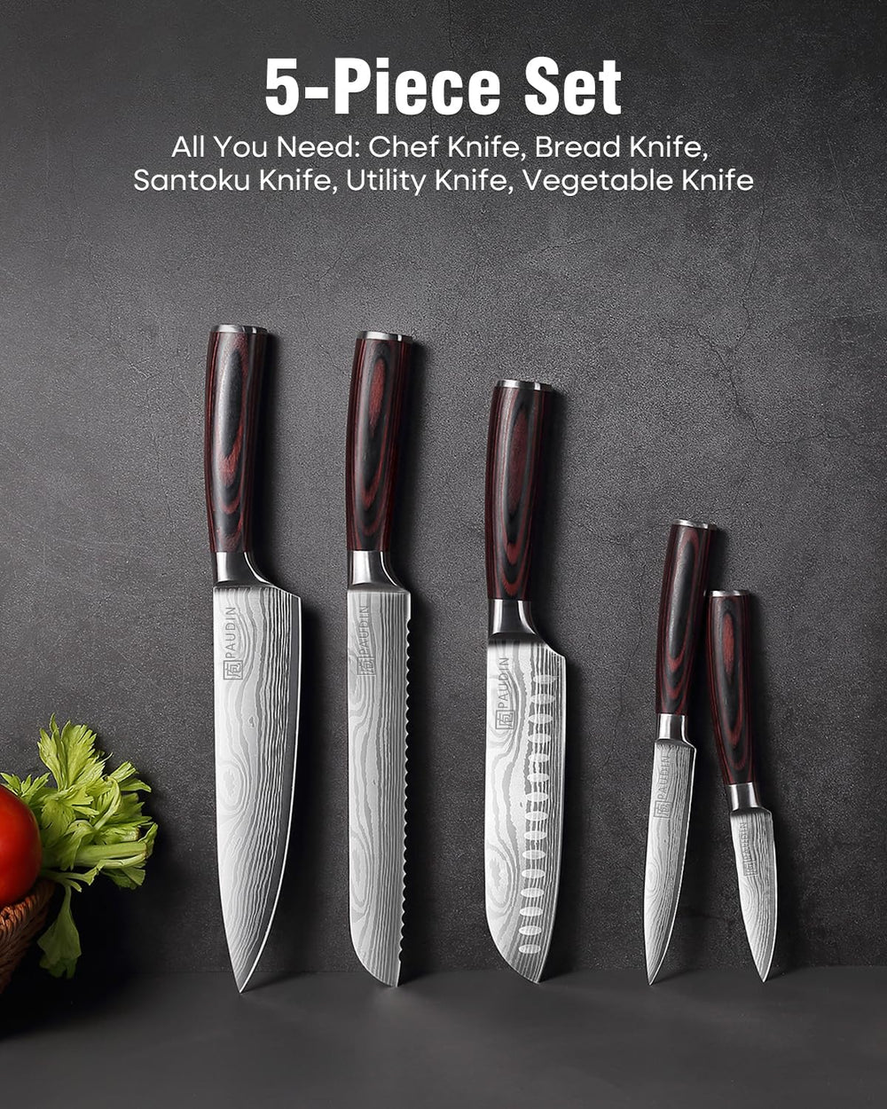 PAUDIN santoku détail du tranchant illustrant coupes fines et contrôle de la texture