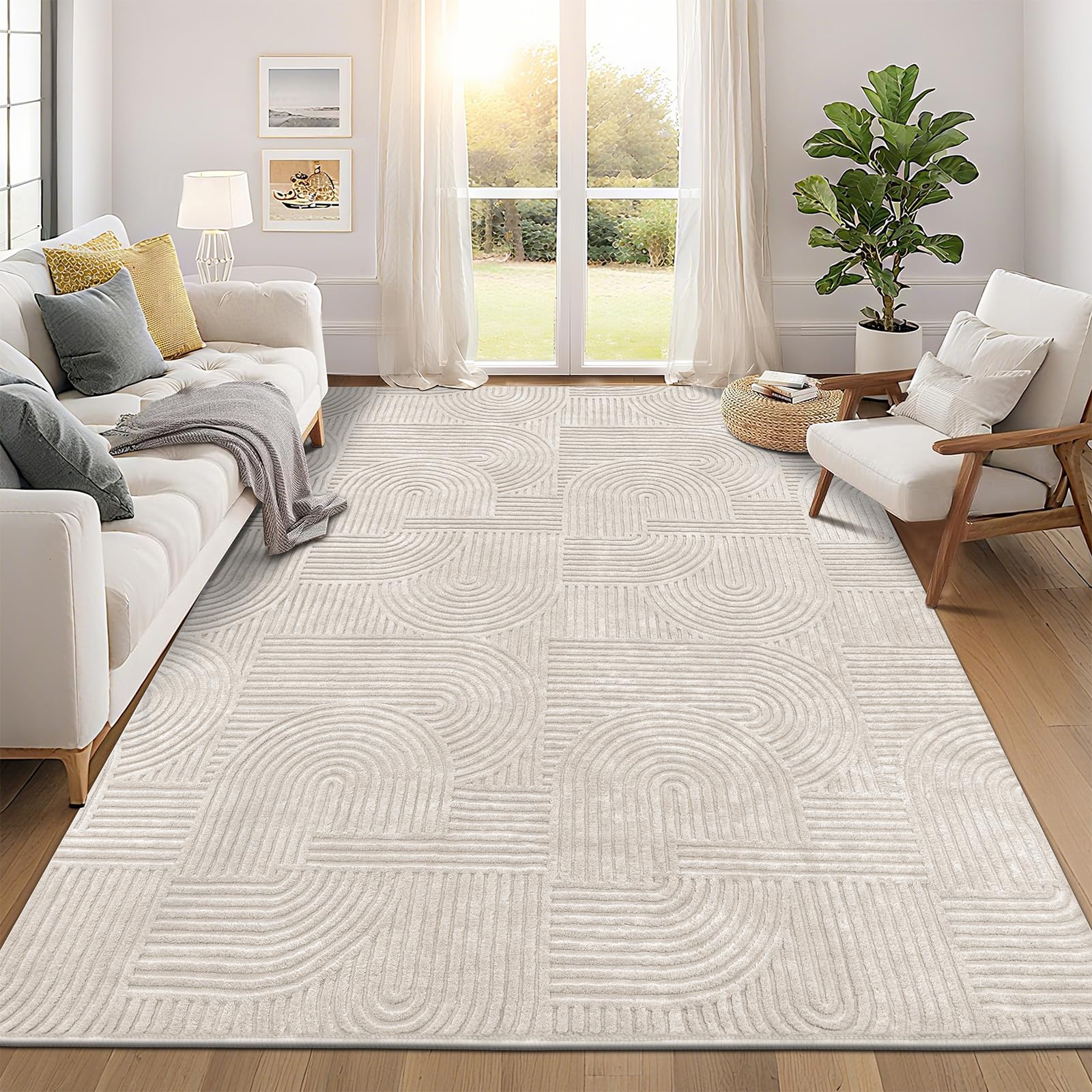 Pauwer tapis 8x10 face avant beige apportant douceur et style