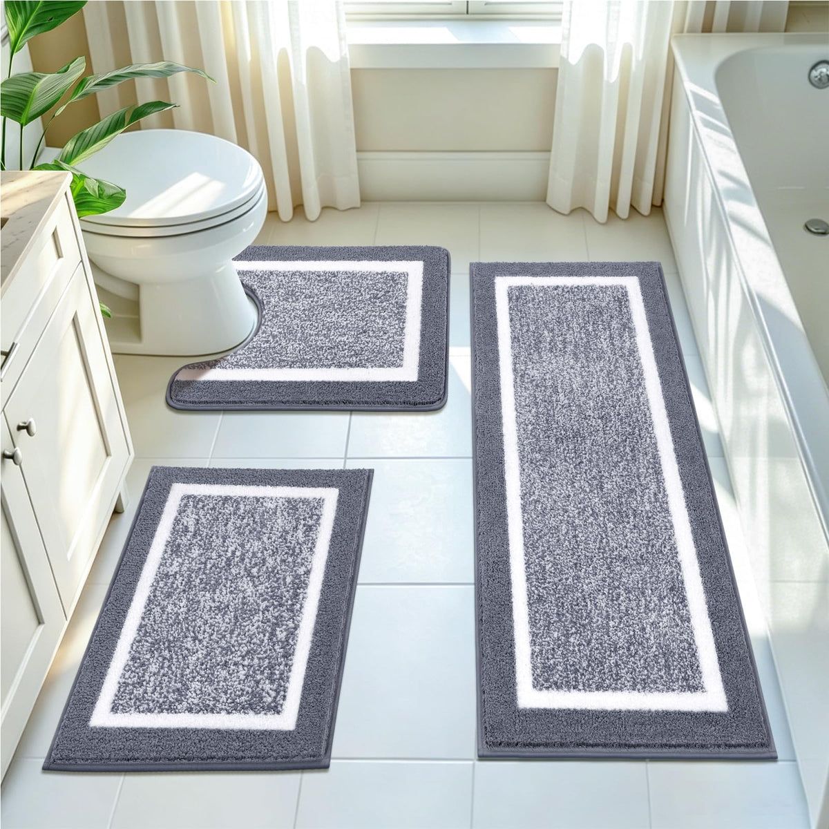 Pauwer pack des trois tapis montrant l'ensemble pour salle de bain