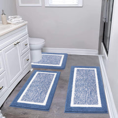 Pauwer tapis face avant emballage montrant design bleu et dimensions
