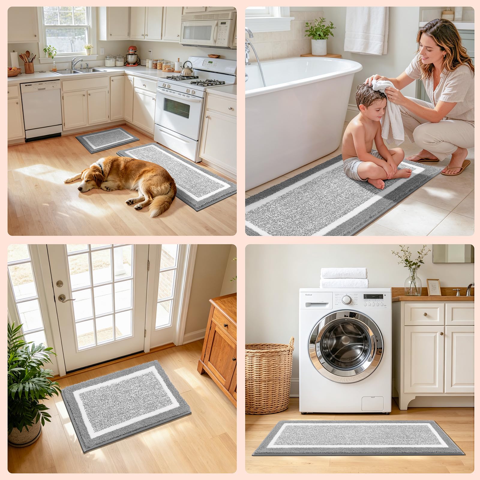 Pauwer tapis dans machine à laver démontrant entretien facile et durable