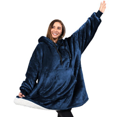 PAVILIA hoodie-blanchet avant bleu marine montrant coupe oversize et confort