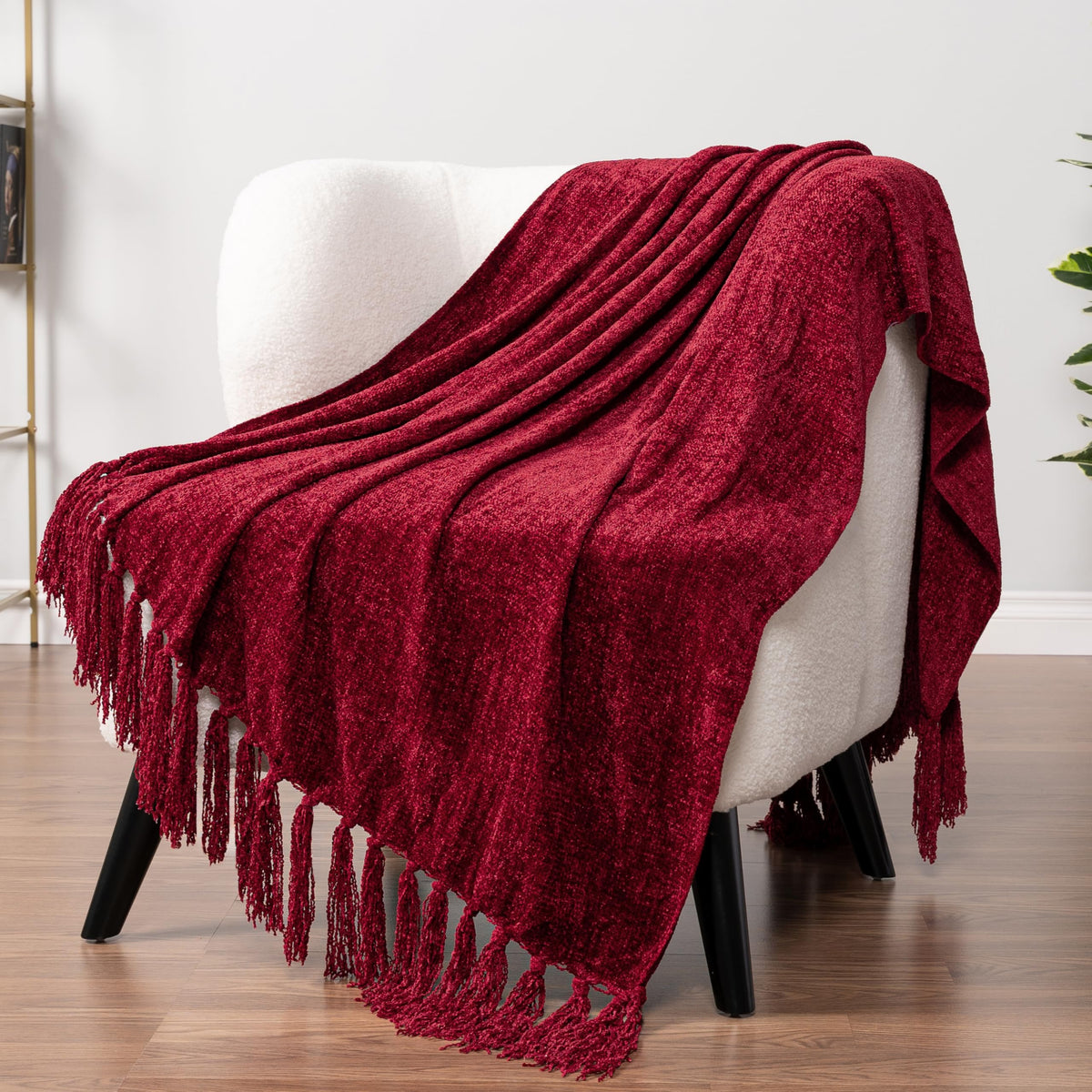 PAVILIA plaid face avant montrant couleur rouge vin et style décoratif