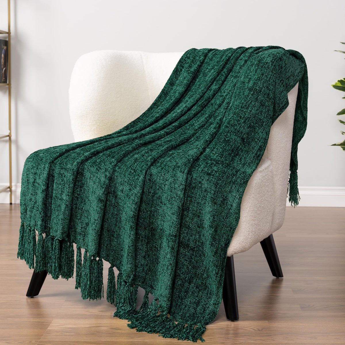 PAVILIA plaid chenille recto montrant couleur verte et confort visuel