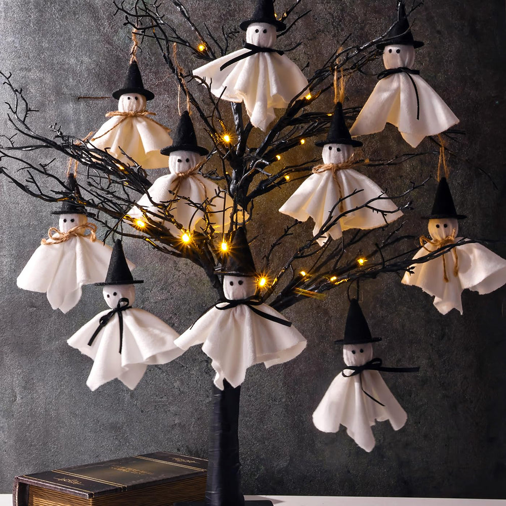 Pawliss arbre Halloween vue avant montrant silhouette compacte et effet décoratif