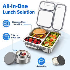 Pawtong boîte bento ouverte montrant trois compartiments pour repas équilibré