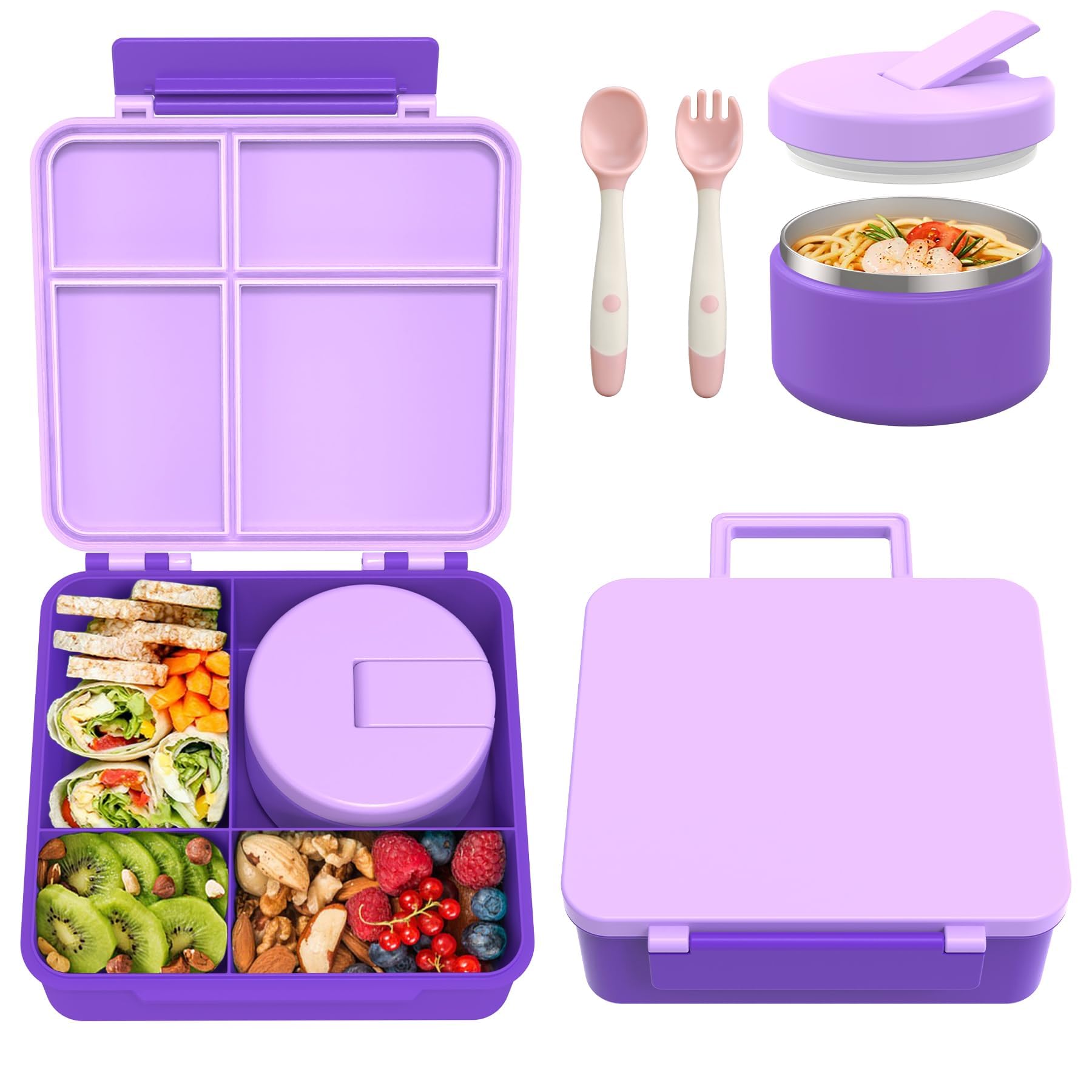 Pawtong face avant de la lunch box violette montrant le verrou étanche