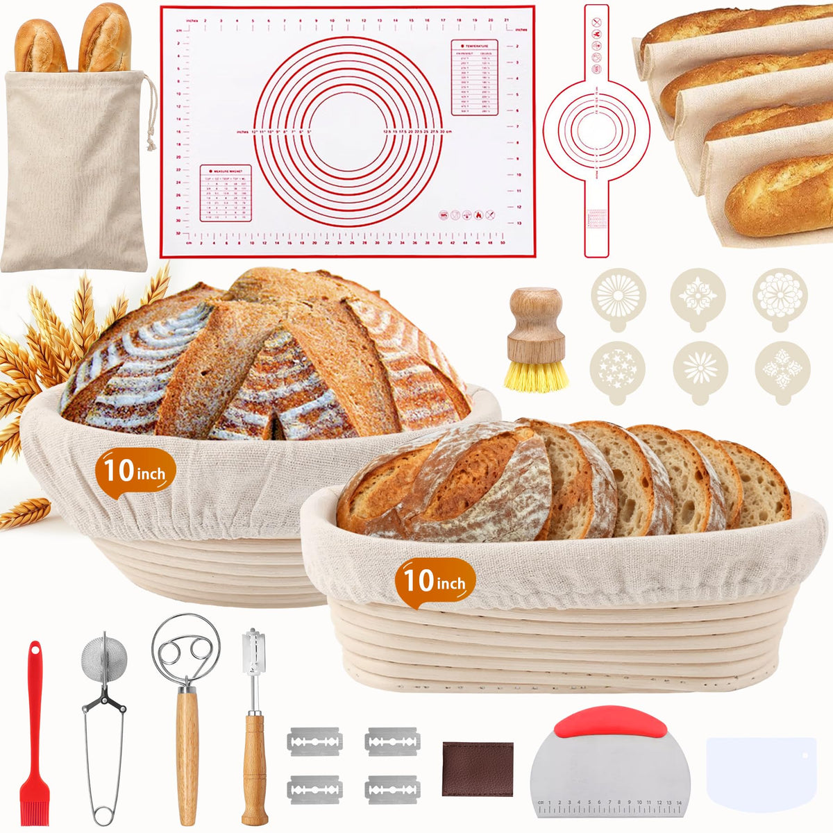 PeacePeo vue d'ensemble du kit 27 pièces pour démarrer le pain au levain, complet et pratique