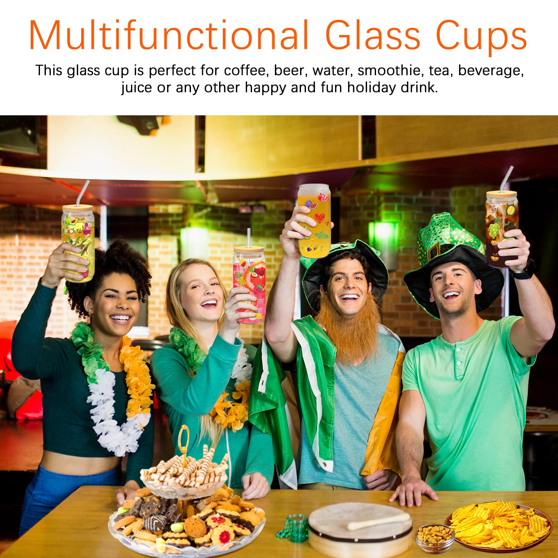 PeacePeo ensemble de 20 verres, couvercles et accessoires prêt pour service
