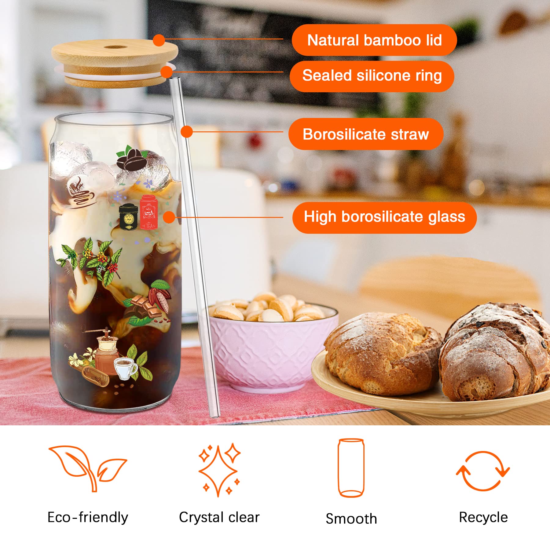 PeacePeo pailles en verre droites et coudées et brosses pour nettoyage facile